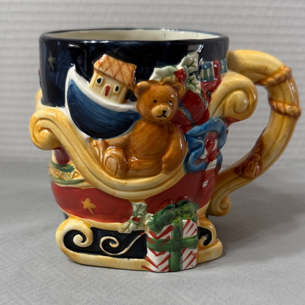 Certified International by Susan Winget Large Christmas Holiday Sleigh Mug Cup